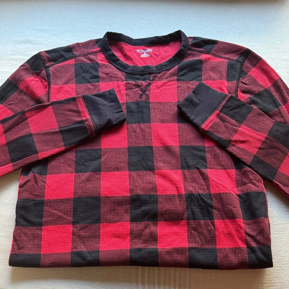 Old Navy Red and Black Plaid Pajama Shirt